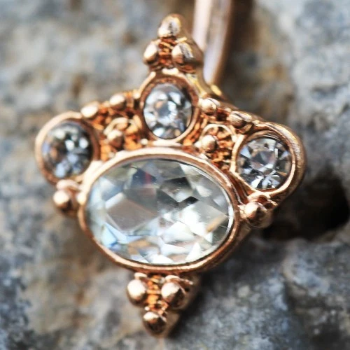 Anillo ombligo chapado en oro rosa con joyas diseño victoriano Foto 2 de 3