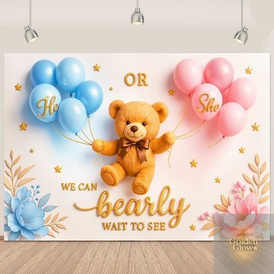 Las Decoraciones De Revelacion De Genero Incluyen Un Cartel De Fondo Para Fot...
