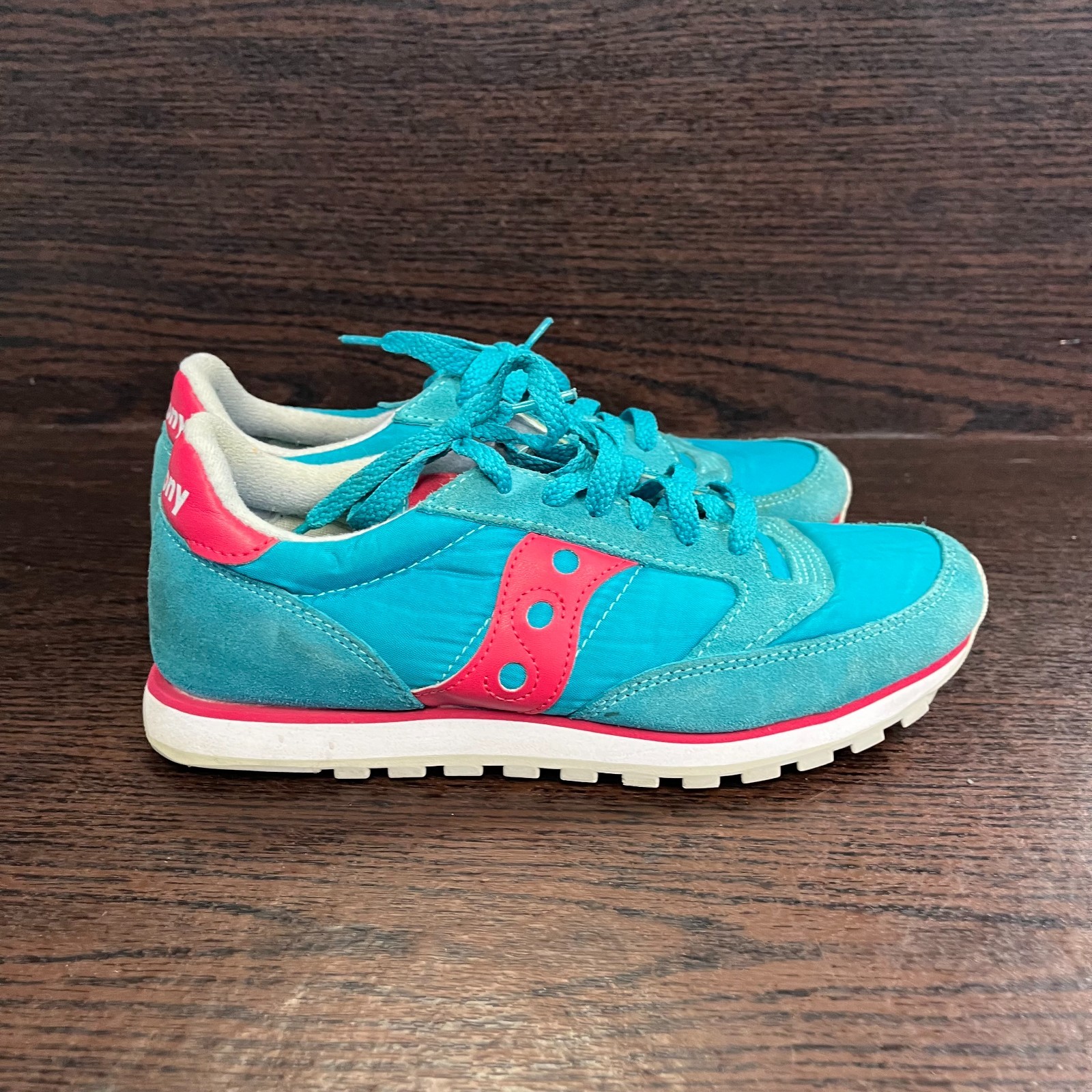 Saucony Women's Jazz Low Pro Sneaker Size 8 Blue Pink S1866-221 Retro Running thumbnail 2