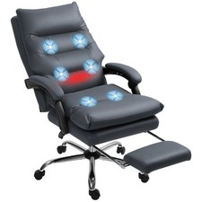 Microfibre Vibration Massage Office Chair with Heat, Reclining, Dark Gray