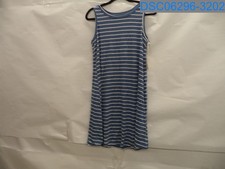 Ana Women's Small Blue Striped Dress. Armpit to Armpit= 13". Strap to Hem= 33"