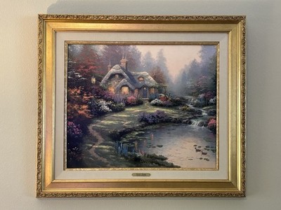 THOMAS KINKADE ''EVERETT'S COTTAGE'' HAND SIGNED LE 5219/5950 CANVAS LITHOGRAPH