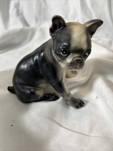 VINTAGE PORCELAIN BOSTON TERRIER FIGURINE 4" X 4"