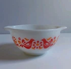 Vintage PYREX Friendship #441  1-1/2 PT Red Orange Birds White Mixing Bowl USA