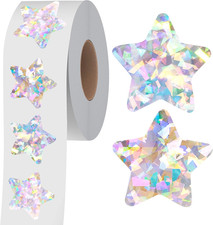 500 PCS Holographic Silvery Star Stickers, Self Adhesive Metallic Glitter Foil S
