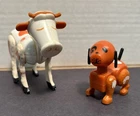 Vintage Fisher Price Farm Animals-Dog And Cow-Good Condition