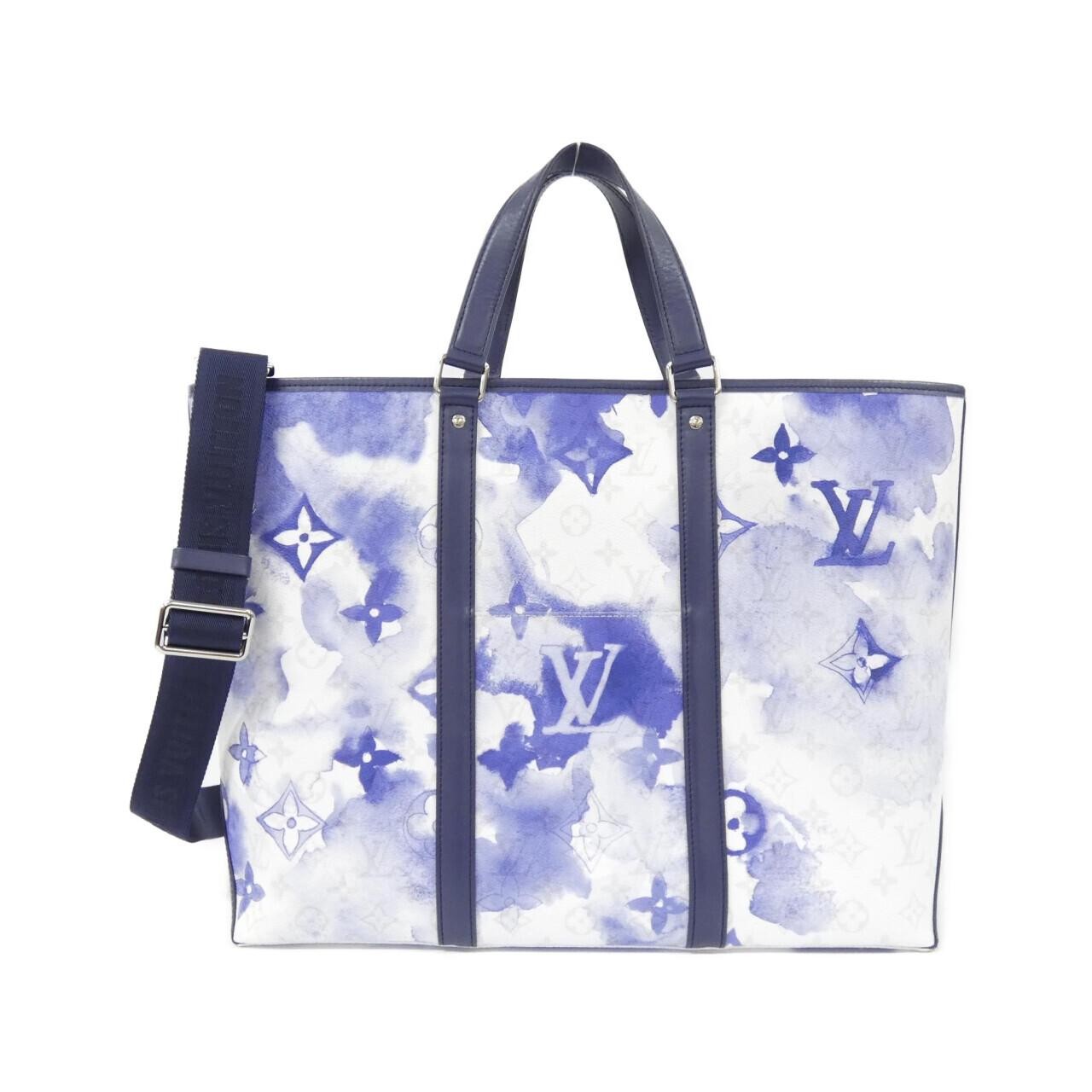 Louis Vuitton Watercolor Monogram Coated Canvas Tote Bag Men Blue One Size