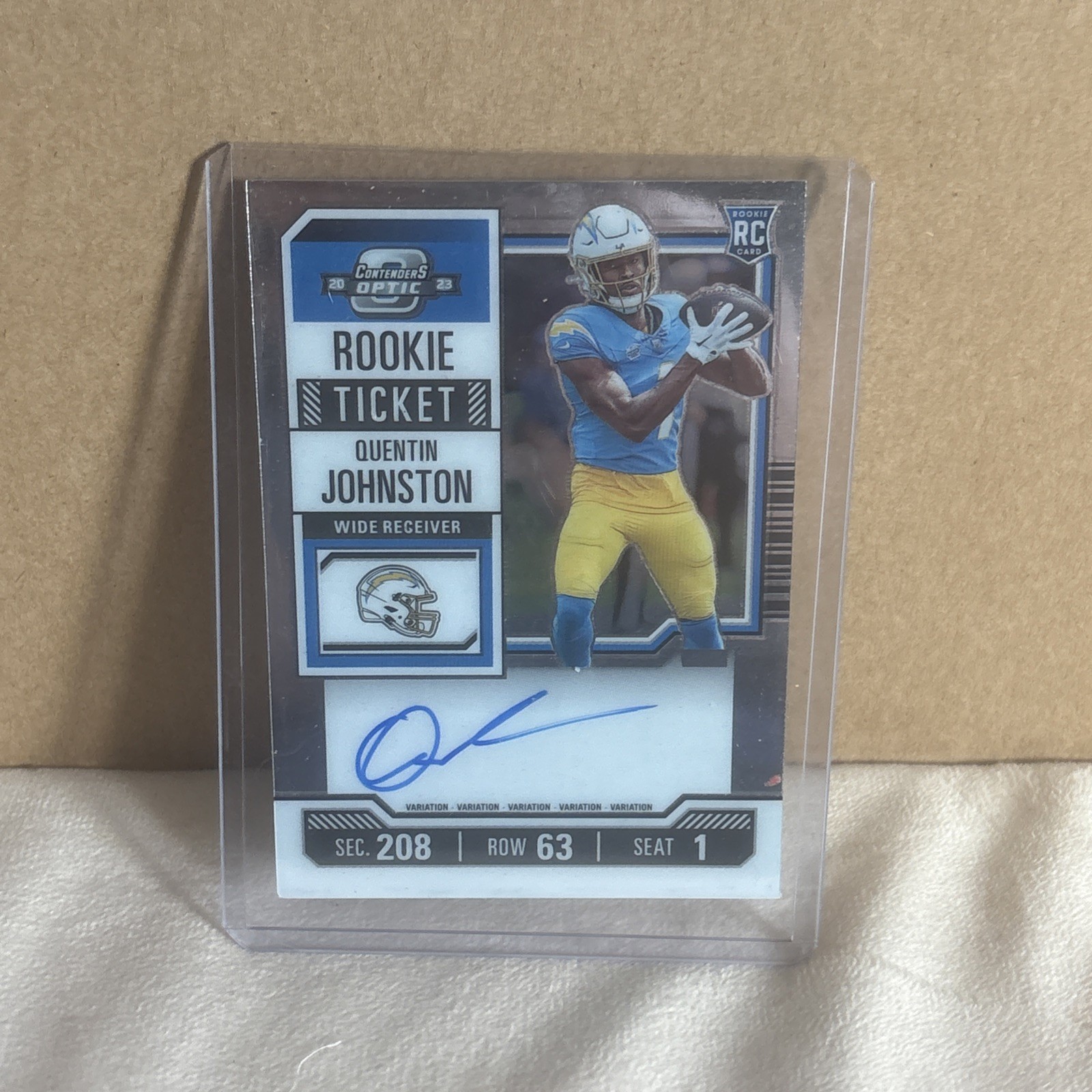 QUENTIN JOHNSTON 2023 CONTENDERS OPTIC ROOKIE TICKET CHARGERS RC AUTO