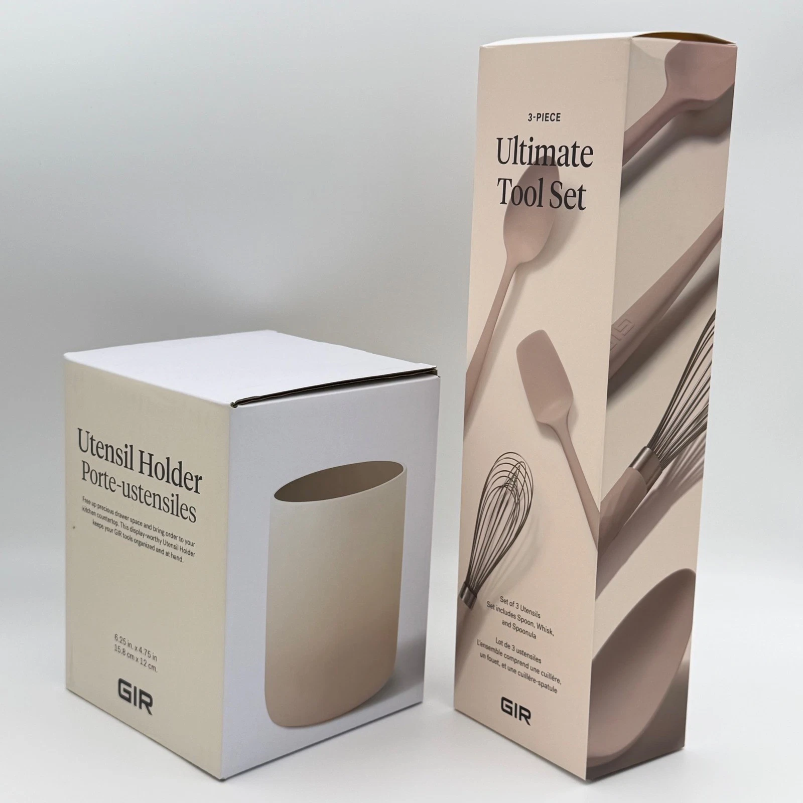 GIR Utensil Holder and 3-Piece Ultimate Tool Set Tan Silicone NEW