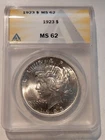 1923 Peace Dollar Anacs MS62