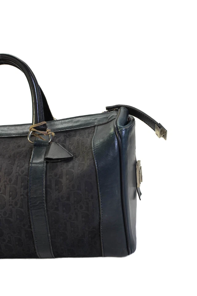 Bolso de mano Christian Dior para mujer Jacquard oblicuo en relieve azul marino Foto 2 de 4