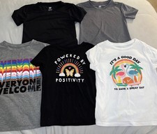 Girls Summer Spring T-Shirt Lot Graphic Print Short Sleeve Size 5-7Y