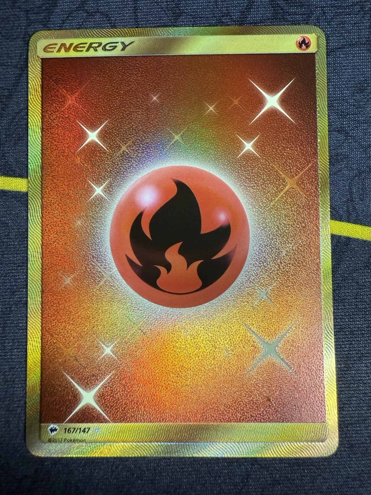 Pokémon TCG Fire Energy 167/147 Secret Rare Burning Shadows Holo Card NM