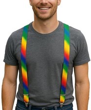 Suspenders for Men - Adjustable Elastic Mens Suspenders with Heavy Rainbow - 2
