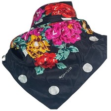 Echo Square Scarf Black Floral Polka Dot Print vintage retro 80's 90's elegant