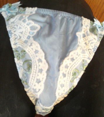 String Bikini Panties HiCut Leg Custom Panty Sissy XL+ Baby Blue DBL Layer Front