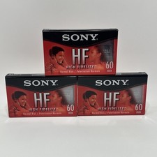Sony High Fidelity HF 60 Minute Audio Cassette Blank Tapes Lot of 3 New Sealed