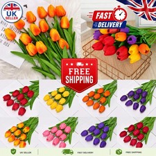 10Pcs Artificial Tulips Latex Fake Flower Bouquet Real Touch Wedding Party Decor