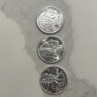 Lot of 3 One Ounce Silver Rounds, Buffalo Indian Head And Walking Liberty Design