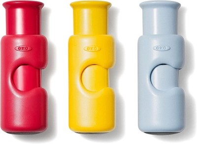 OXO Good Grips 3 Piece Bright Color Bag Cinch Set, Red, Yellow, Blue