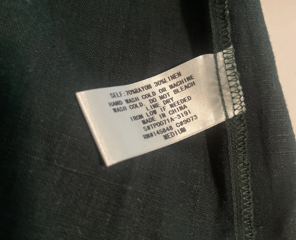 Blusa Everly Lino Everly Verde Esmeralda Blusa Top Mediana Lino Apertura en V Foto 3 de 4