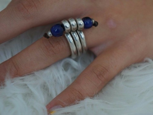 NEW Uno De 50 Set of 3 Stacked Silver Murano Glass Statement Rings 5.5 XS