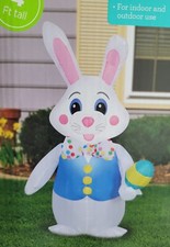 Easter Bunny With Egg 4  Airblown Inflatable Lights Up By Way To Celebrate
