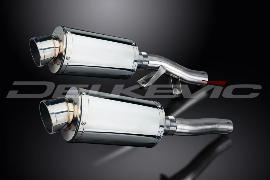 Delkevic 9" Stainless Oval Mufflers Kawasaki Concours ZG1000 1986