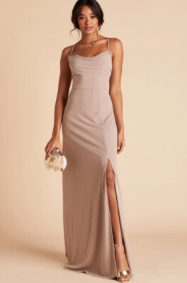 crepe taupe bridesmaid dresses Birdy Grey Dress Womens Ash Maxi Dress XS length bridesmaid dress with