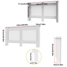 92cm High Radiator Cover Wood Grill Cabinet Heater Cover Shutter Grid Side Fence