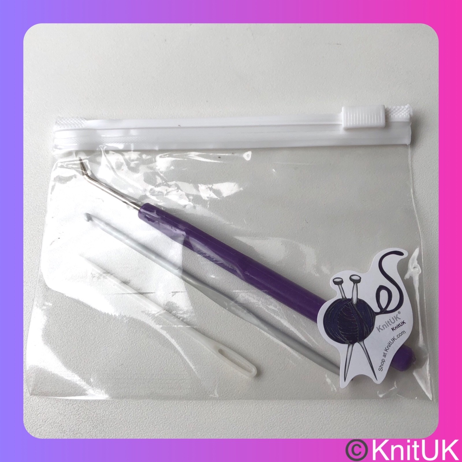 KnitUK Knitting Loom Hook & Double-end Tool. Purple