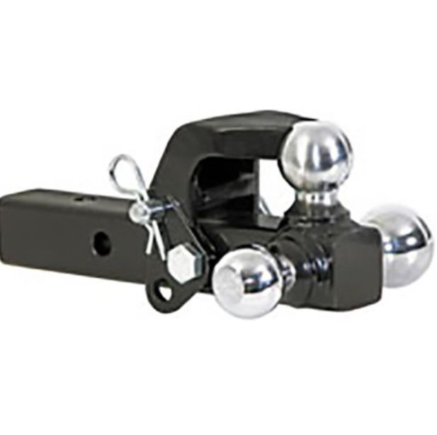 Solid Tri Ball Hitch Pintle Hook For Eye Style Trailers With Chrome