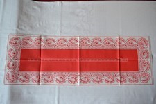 DDR Tischläufer 25 x 74 cm rot-weiß Farbdruck ungenutzt 70er/80er Deko