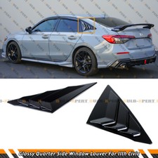 For 22-2026 Honda Civic Sedan Gloss Black Quarter Panel Rear Side Window Louver