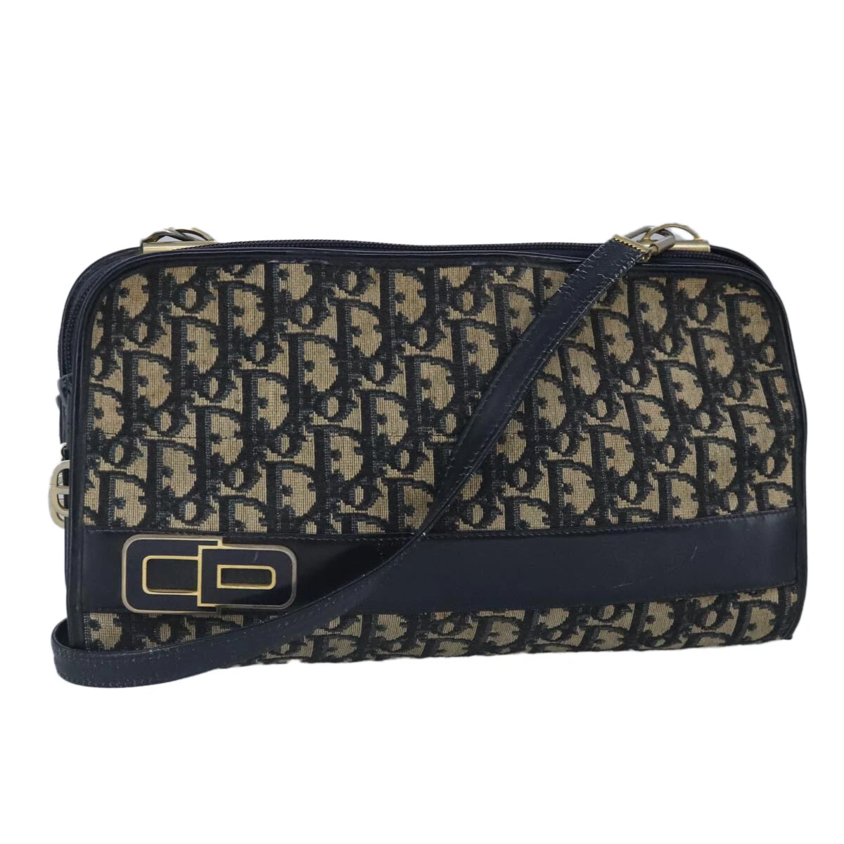 Sac bandoulière Christian Dior trotteur toile bleu marine authentique 99478