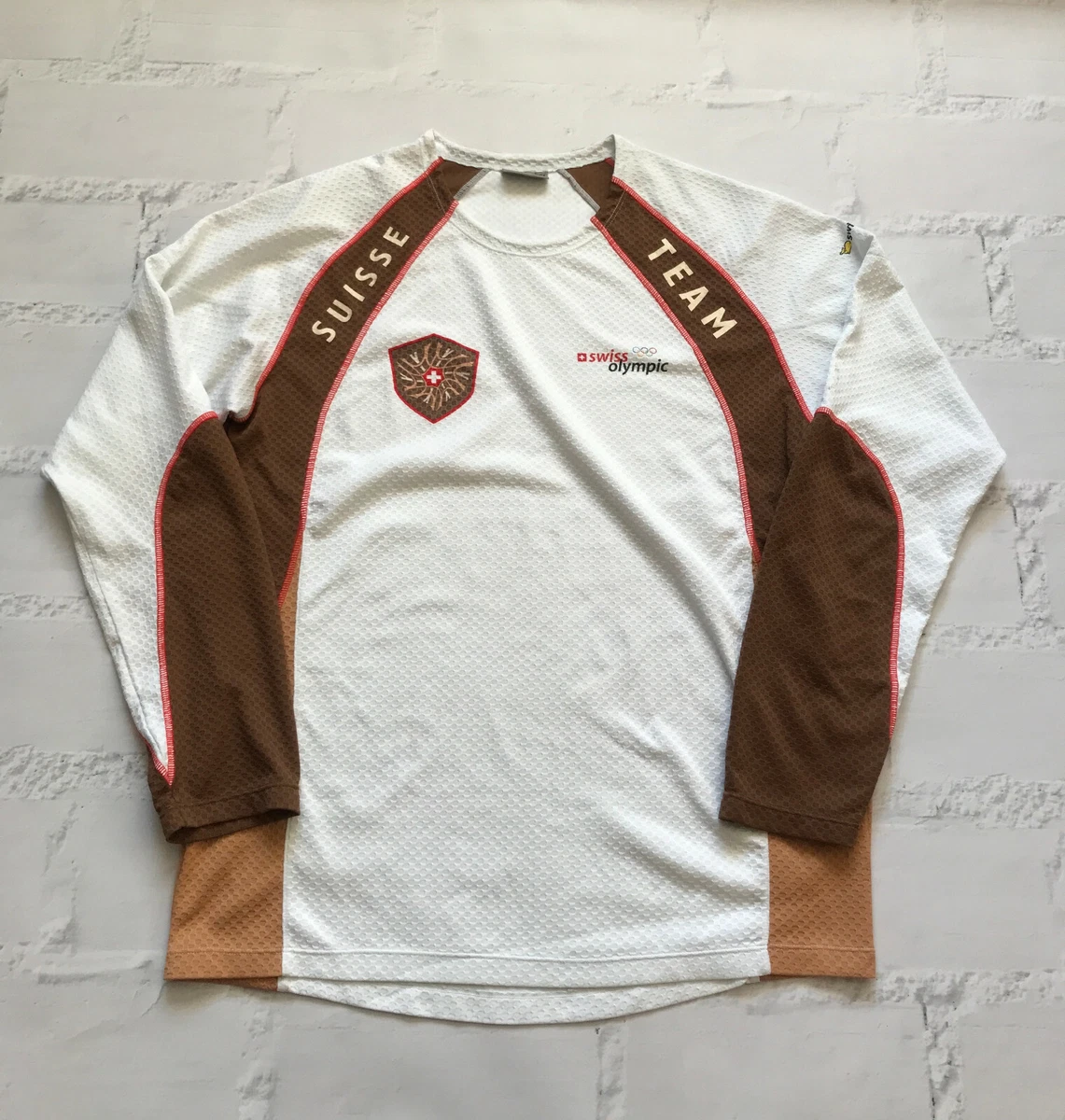 Maillot Cycliste Swiss Olympic - Acrylique Vintage Années 70 - Taille L - Occasion