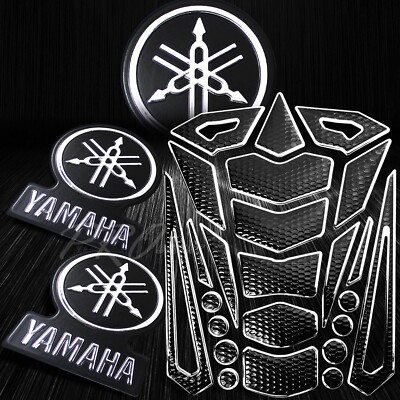 24PCs Chromed Fuel Gas Tank Pad+3'' for Yamaha Logo+Letter Fairing Emblem Sticker