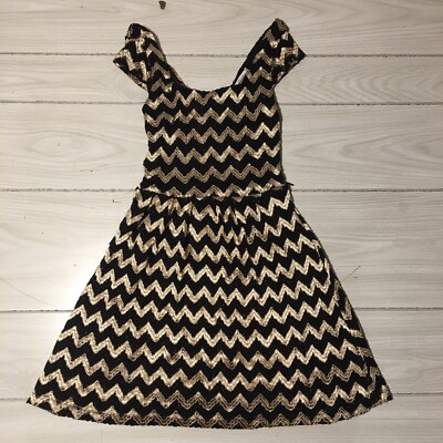Candie's Mini Cocktail Dress Black Gold Chevron Lace Overlay Small (no  Belt) | eBay