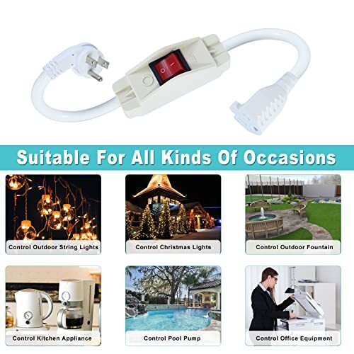 8inch Short Outdoor Extension Cord With On/off Switch Waterproof 3
