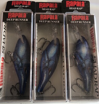 3 Rapala Shad Rap SR7 Crankbait Fishing Lure Ole Blue Craw  T3