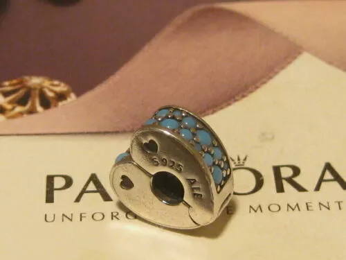 NEW AUTHENTIC PANDORA Arcs of Love Clip Cyan Blue Crystal 797227NYA