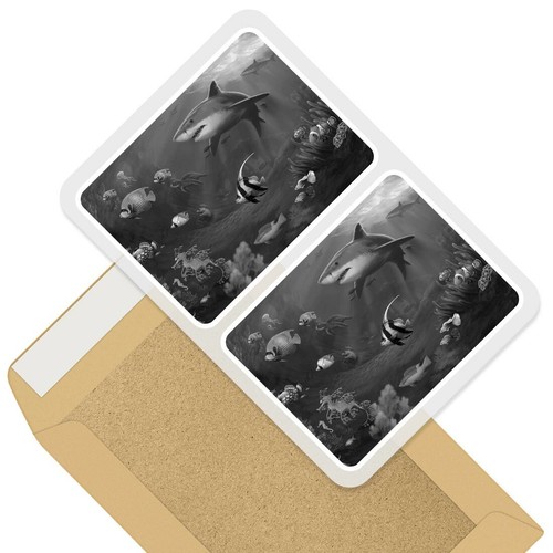 2 x Rectangle Stickers 7.5cm BW - Underwater Shark Fish Ocean Sea Diver #40773 - 第 1/9 張圖片
