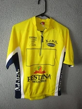 GIORDANA FESTINA WATCHES MEN'S CYCLING JERSEY YELLOW BLACK MEDIUM USED POLYESTER