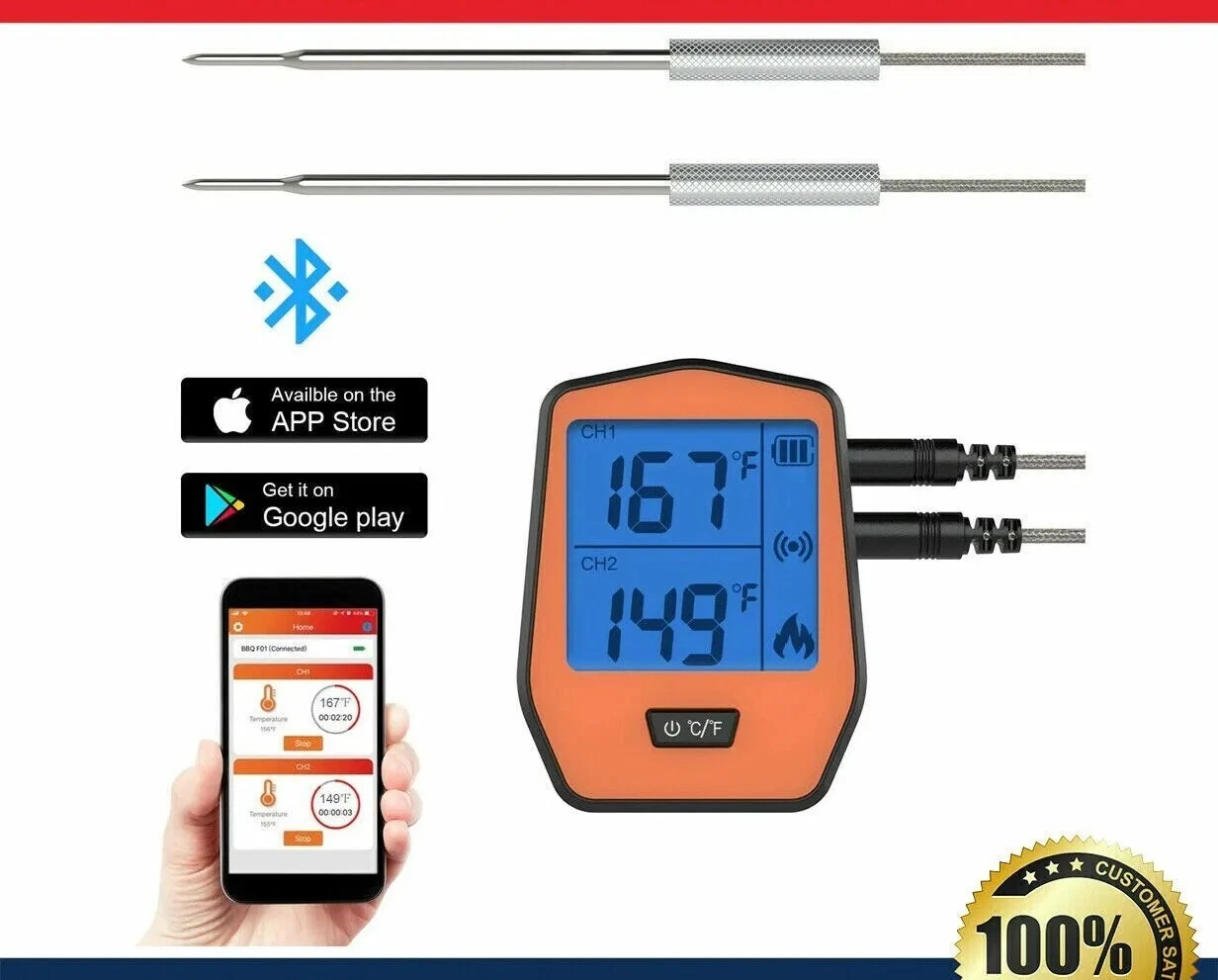 GuanTek Smart Wireless BBQ Meat Thermometer -FDA Approved Smart Food Thermometer