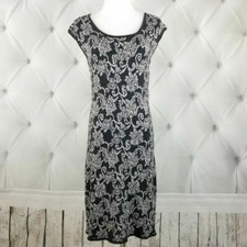 Charming Charlie Womens M Sweater Dress Gray Silver Floral Rayon Blend Soft