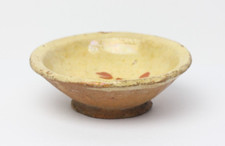 Antique Marbled Mochaware Low Bowl 1860's, 3 3/8"