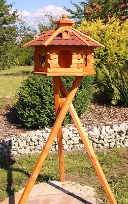 Vogelhaus Holz wahlweise mit Ständer Solar 3 Größen  Futtersilo wetterfest XXL