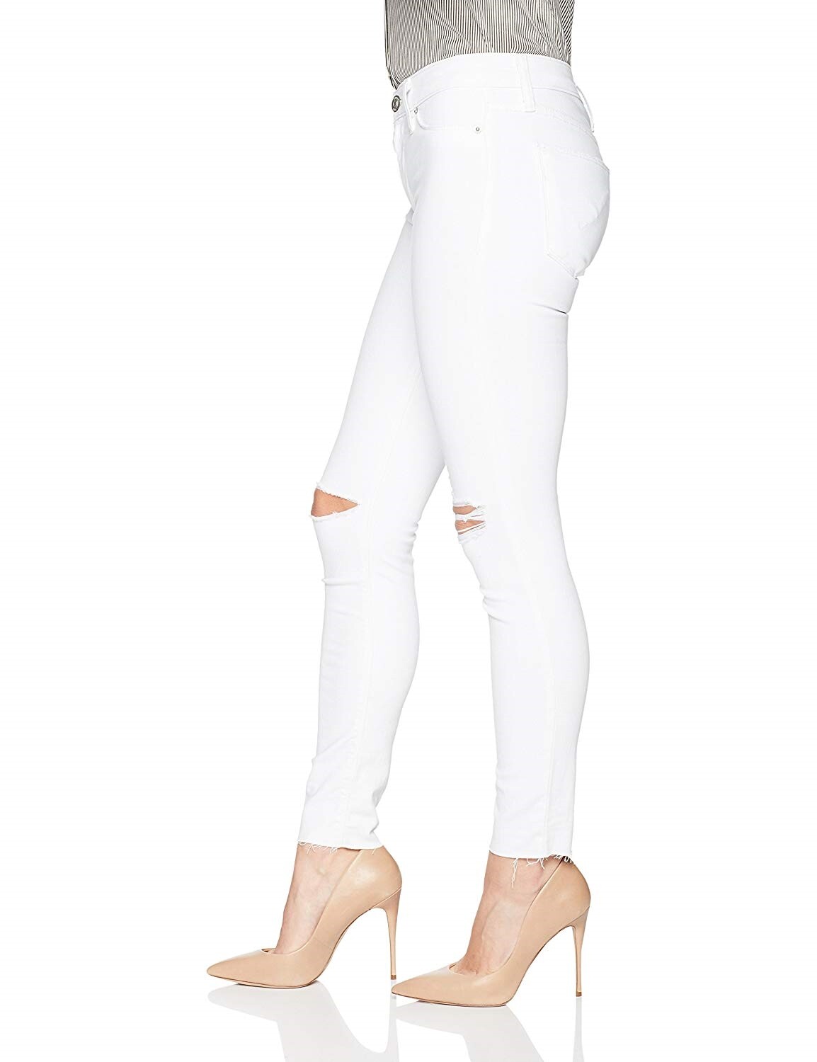 Hudson Jeans 155043 Women's Mid-rise Super Skinny Distressed White jeans Sz. 28