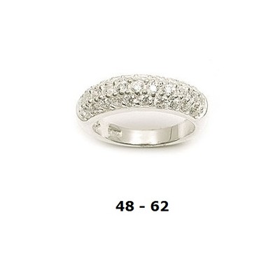 Alliance En Argent Massif 925 Taille 52 Avec 3 Rangées De Diamants Cz - Modèle Pavé, Rhodié, Neuf Avec étiquettes