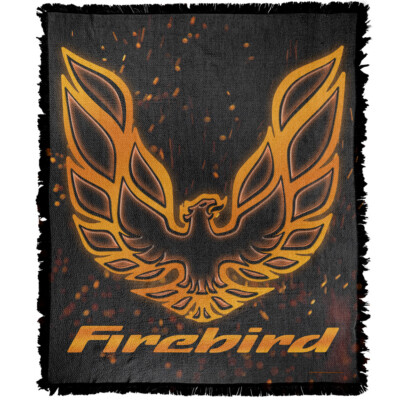 Pontiac Blanket, 50''x60'' Firebird Eagle Logo Woven Cotton Blend Throw Blanket